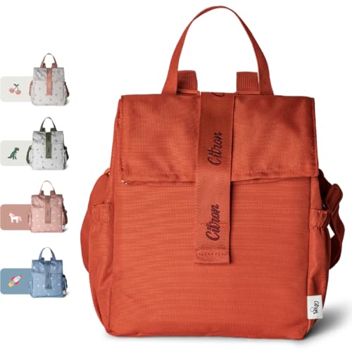 Roll Up Insulated Lunch Bag for Kids Easy to Open Environmentally friendly Versatile 3-Way Bag Perfectly Crafted for School Meals Brick Themed