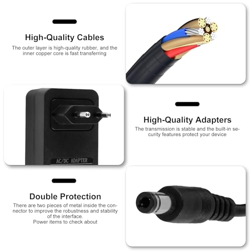 12V 3A Netzteil Adapter, 36W Universal Transformator AC 110-240V zu DC 12V 3A, Steckernetzteil für LCD Monitor, CCTV Kamera, TV Box, LED Streifen, Lichter, Router, Externe Festplatten, Mediaplayer