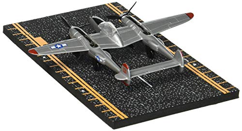 Hot Wings Planes P-38 Lightning With Connectible Runway Die Cast Plane,Grey #TOP1