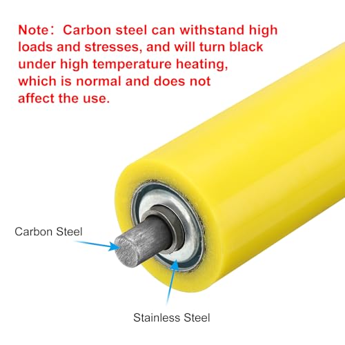 PATIKIL Polyurethane Coated Conveyor Roller 2" Diameter 20" Length, 2 Pack Stainless Steel Transmission Replacement Part Galvanized End, Yellow by PATIKIL - Image 4