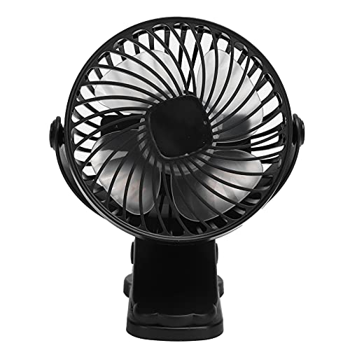 USB Clip Fan, Low Noise Fan USB Powered Mini Clip on Desk Fan, for Outdoor Cart or Indoor Gym Treadmill Office Desk (Black)