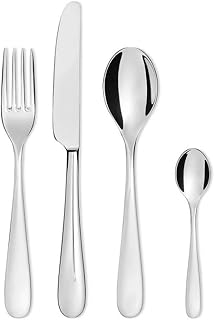 Alessi 5180s24m Nuovo Milano Juego de cubiertos monobloque 18/10 de acero inoxidable pulido, 24 piezas
