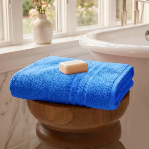 Image of MYTRIDENT Bath Towel | Comfort Living | Quick Drying | Travel Friendly | for Men /Women | 1 Piece Large Size | 100% Cotton 400 GSM | 70 x 140 cms - Ocean Blue