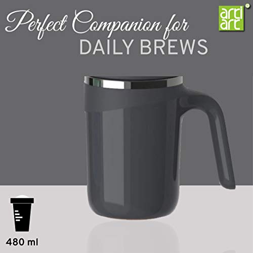 Image of Taiwan Doctor Stainless Steel Spill Proof Suction Mug with Flip Up Lid, Patented Design & Suction Technology,Hot & Cold- 2 Hours, Tea & Coffee Mug (480 ML) Dark Gray