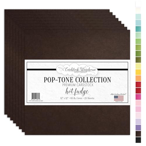 Cardstock Warehouse Pop-Tone Hot Fudge Brown Cardstock Paper – 25 Sheets, 12 x 12