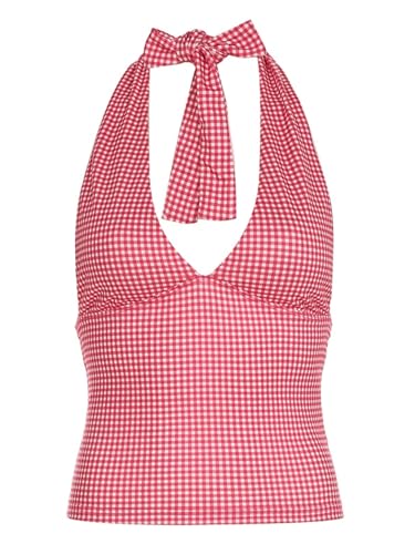 EMMIOL Women Halter Going Out Tops Sexy Deep V Neck Blackless Sleeveless Open Back Crop Tank Top Y2K Coquette Clothes4