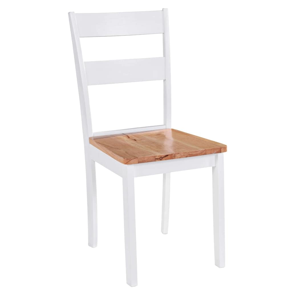 Juego de 2 sillas de comedor de madera maciza de caucho blanco