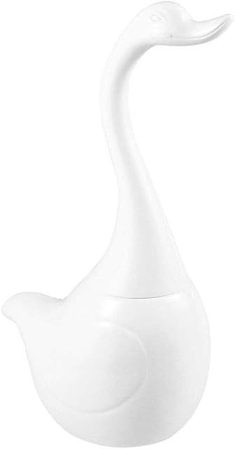 Beikalone White Swan Toilet Brush With Holder, Ceramic Holder and ABS Plastic Brush, Detachable Soft Bristled Bathroom Night Stool Cleaner with Long Handle