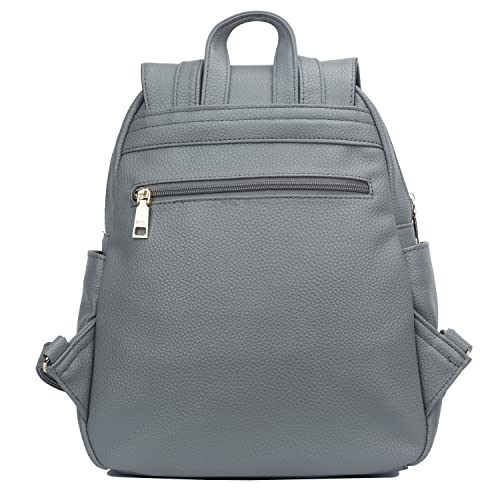 Image of KKXIU Quilted Trendy Leather Backpack Purse for Women and Ladies Shoulder Travel Daypacks Bags (Grey)