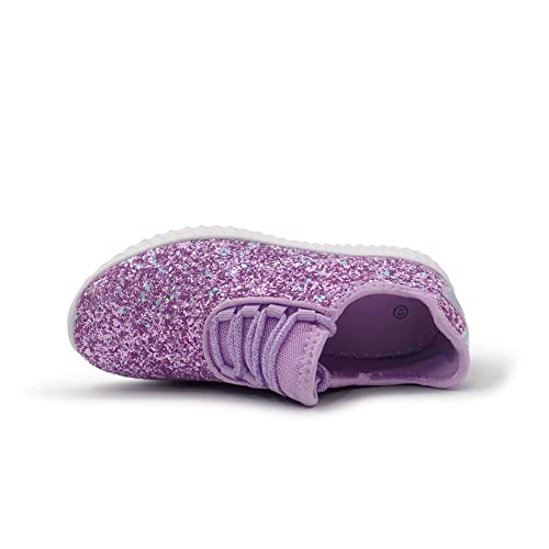 K Kip Wok Girls Glitter Sneakers Sparkle Slip On Walking Shoes For Kids/Children Breathable Running Sneakers(Purple,Little Kids 2) #TOP6