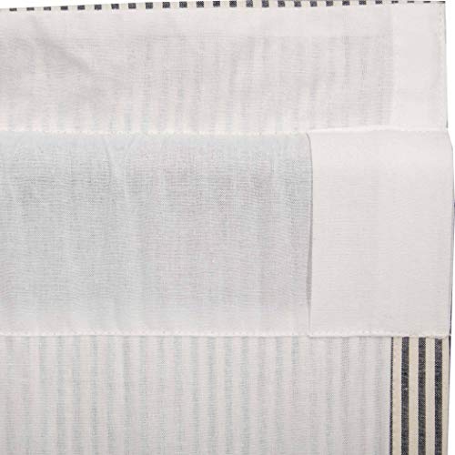 Vhc Brands Hatteras Seersucker Ticking Striped Cotton Americana Curtains Rod Pocket Drawstring Ties Prairie Panel Pair, 84X36X18, Denim Blue #TOP3