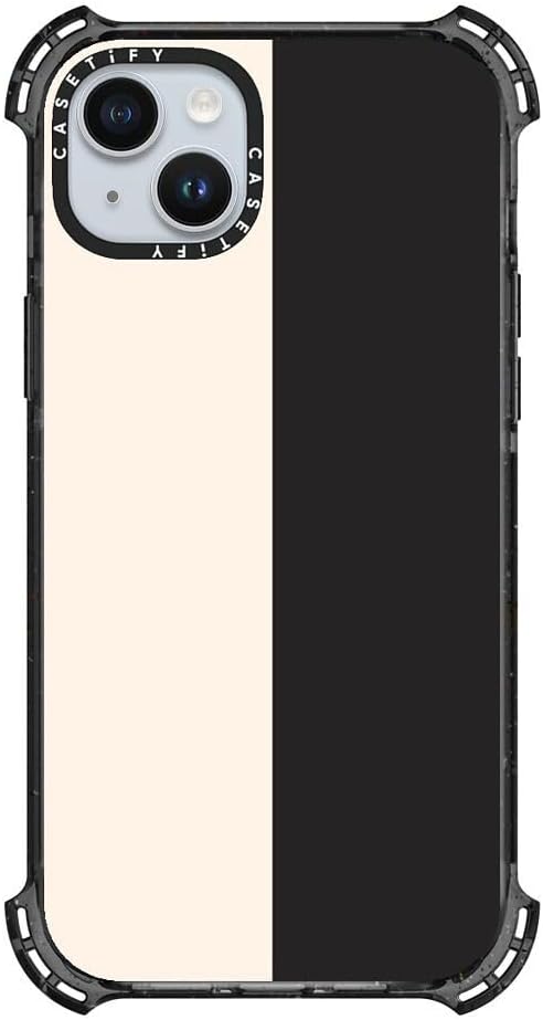 CASETiFY Bounce Case for iPhone 15 Plus [6X Military Grade Drop Tested / 21.3ft Drop Protection/Compatible with Magsafe] - White/Black Colorblock - Clear Black