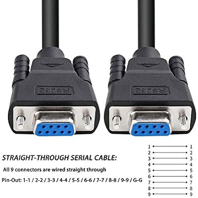 DTECH 1.5 ft Straight Through Serial DB9 Cable Female to Female 9 Pin COM Port Cord for Data Communication (0.5 Meter, Black)