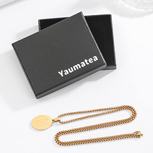 Yaumatea Saint Francis Of Assiss Pendant Necklace For Men Women Patron Saint Of Animals Merchants Ecology Amulet Protection Medal Stainless Steel 24 Inches (Saint Francis, Gold) #TOP4