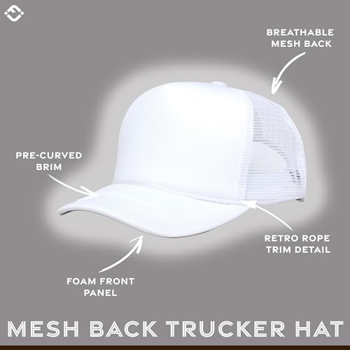 Image of Funky Junque Foam Trucker Hat, Trucker Hats for Women & Men - Blank Adjustable Snapback Mesh Back Baseball Cap