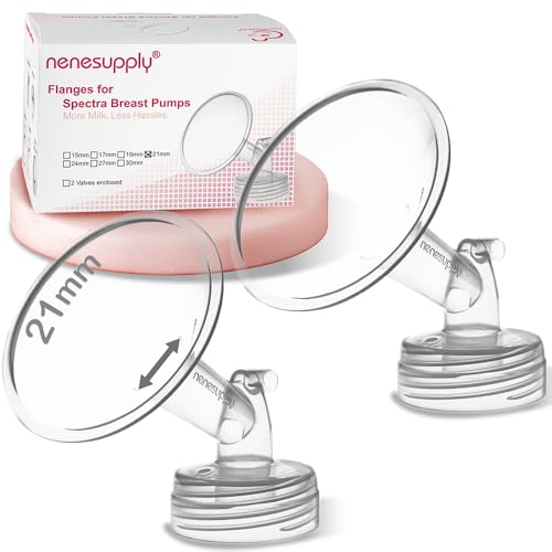Nenesupply 21mm 2 pc Flanges Compatible with Spectra S2 S1 9 Plus Synergy Gold Breastpump Replacement to Spectra Pump Parts Flange Accessories Wide Mouth Work with Valve Backflow Protector Bottle