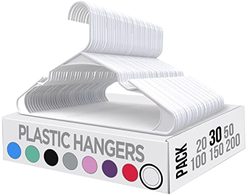 Utopia Home 30 Pack Premium Plastic Clothes Hangers, Durable Coat Hangers Adult with Trouser Bar & Shoulder Grooves