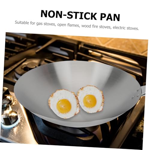 Wok de acero inoxidable con mango para cocina a gas miniatura 5