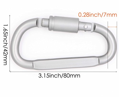 Large Carabiner Clip 3 Inch D-Ring Locking Carabiners - 10Pack Durable Aluminum Keychain Buckle, Strong & Light Spring Snap Screw Gate Hooks Quick Draw Links For Outdoor Camping Hiking Fishing (10pcs) - Thumbnail 5