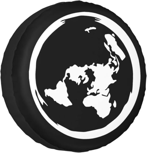 Planet Earth Flat Map Car Spare Tire Cover Universal for Trailers, SUV, Trucks and Many More Vehicles 17 inch
