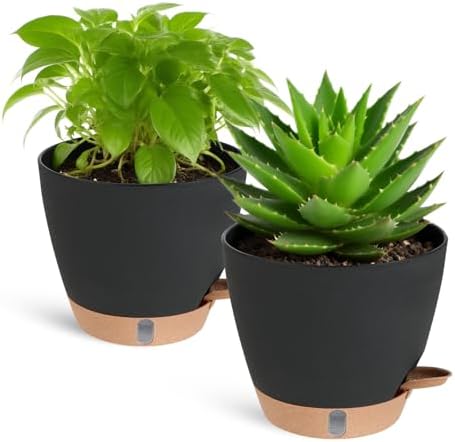 Plastic Self-Watering Pots 2 Pieces – Decorative Indoor Planters ...