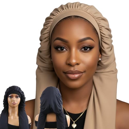 Lesly’s Beauty Collection Long Satin Bonnet for Braids & Locs – Extra Large Hair Bonnet for Long Hair, Dreadlocks, Box Braids & Twists – Soft Satin, Elastic Band, Night Protection Red