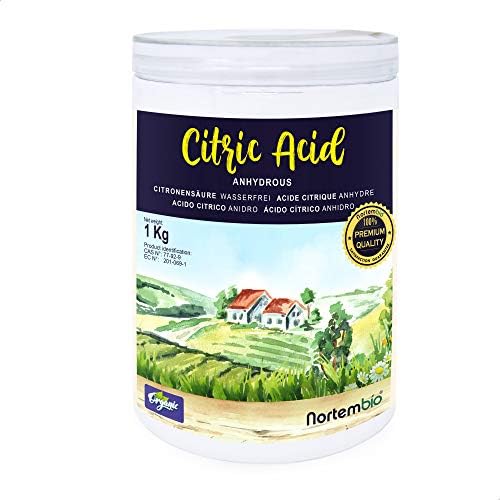 Nortembio Citric Acid 1 Kg. Powder Anhydrous, Best for Bath Bombs. 100% Pure.for Organic Production. E-Book Included.