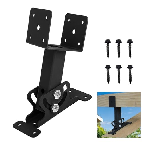 Wpbhk 1Pcs Roof Riser Brackets Kit - Pergola Support Brackets, Heavy Duty Roof Mount Brackets 3-1/2" Saddle Black