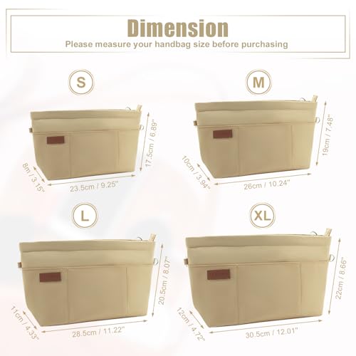 D.DUO Bag Organizer Insert, Crossbody Bag, Tote Organizer Insert with Adjustable Bag Strap, Waterproof Nylon Purse Inserts (Beige, M) — view 3