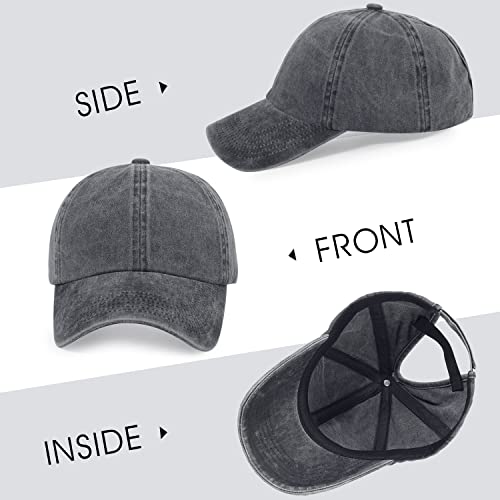 Image of HH HOFNEN Ponytail Hat for Women Washed Distressed Baseball Cap Ponycaps