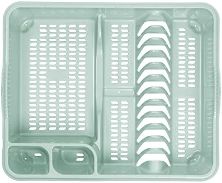 JMS we create smile Set of 2 Plastic Kitchen Large Dish Drainer with 32cm Round Washing Up Bowl (Silver Sage)