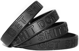 Inspirational Silicone Wristbands for Adults with Custom Embossed Motivational Sayings Get Shit Done