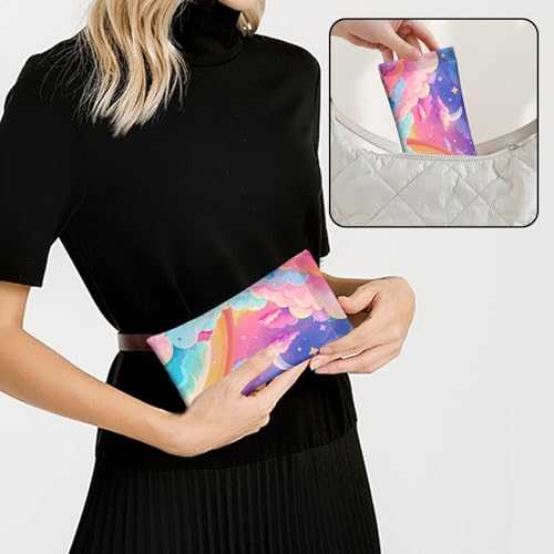 Image of 2 PCS Glasses Case Eyeglass Sunglasses Pouch Squeeze Portable Bag Soft Leather with Cleaning Cloth Women Men Girls