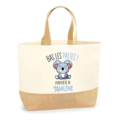 Sac jute Marlène Bas les pattes koala pour la plage et les courses au quotidien