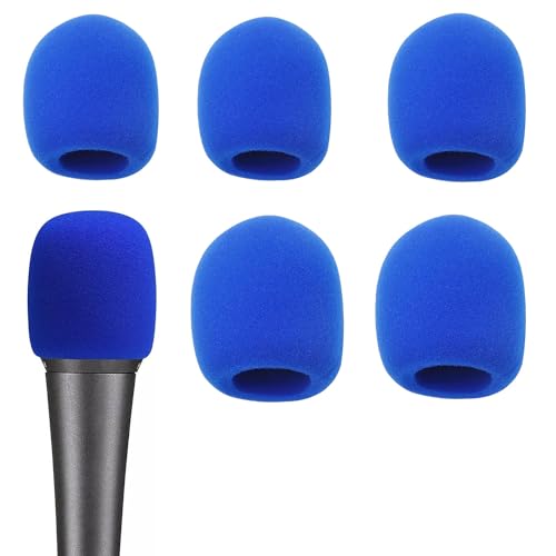 6 PCS Blue Thicken Ball-Type Sponge Foam Mic Cover Handheld Microphone Windscreen Shield Protection Micro Foam Filter for KTV Broadcasting