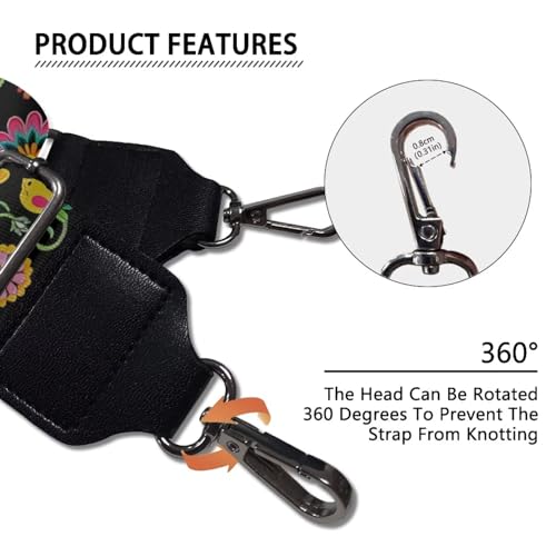 Image of Wide Bag Straps Replacement Crossbody Mandala Flower Guitar Straps for Handbags /Purses /Messenger /Duffel Bags Backpack Straps Colorful Replacement Adjustable Length from 30 inch to 50.3 inch