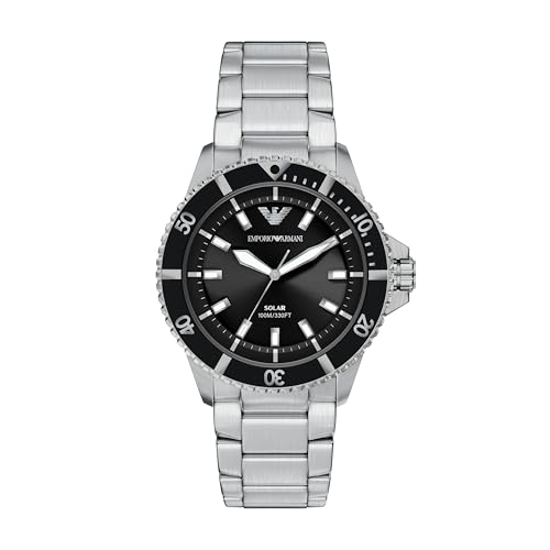 Emporio Armani World Explorer Solar-Powered Three-Hand Stainless Steel Watch