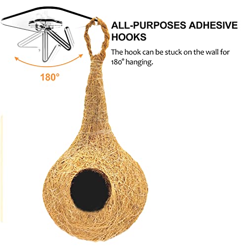 LIVEONCE Natural bhaya Bird nest for Cages and breeding for All Medium,Small Birds with self adheshive Hanging Hooks Pack of 2