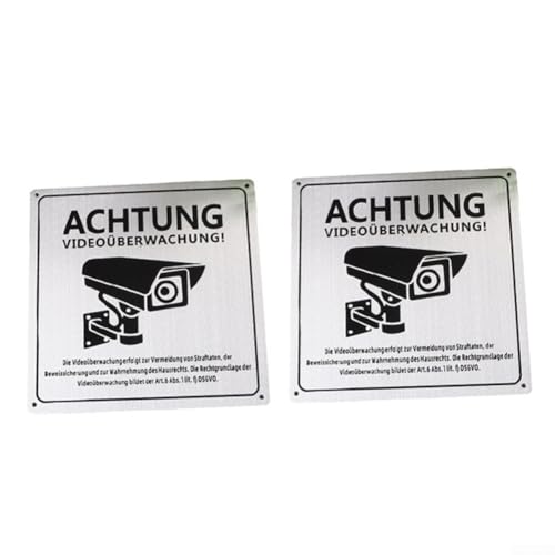 Cartello video di avvertimento in alluminio robusto con fotocamera, include 4 fori di montaggio per esterni (2 pezzi)