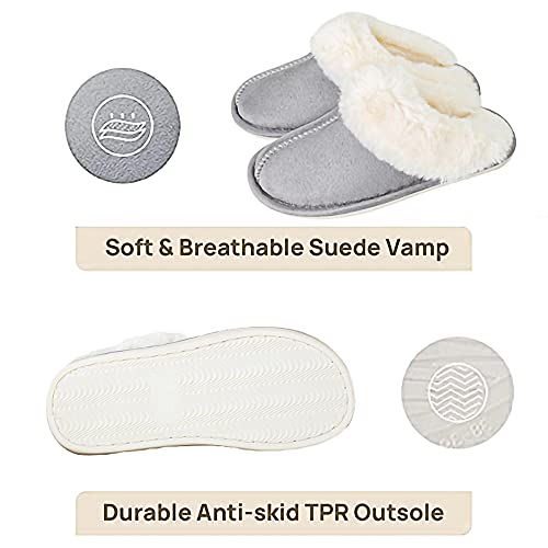 Women's Slippers Comfortable, Artificial Fur Flat Bottom Shoes and Memory Foam Sole Leather, Non Slip and Breathable, Keep Warm in Winter Indoor and Outdoor2