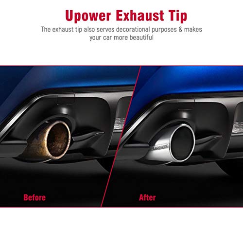 Upower Universal Diesel Trucks Car Exhaust Tip 4 Inch Inlet 6" Outlet 15" Long Stainless Steel Bolt-On #TOP6