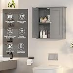 Bathroom Wall Cabinet,Medicine Cabinets for Bathroom Cabinet Wall Mounted,Medicine Cabinet Over Toilet,Surface Mount Medicine Cabinet for Laundry Room,Kitchen,Grey,22x23 - Image 3