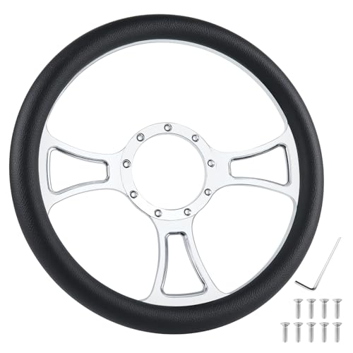 YHK 14 inch Universal 9 Hole Racing Steering Wheel Aluminum