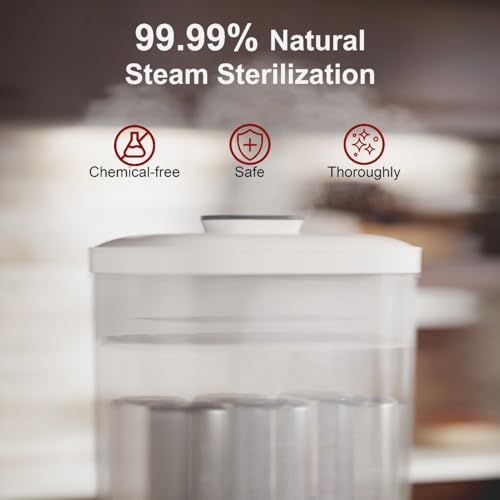 Image of PROMOM 6-in-1 Baby Bottle Sterilizer & Dryer with Air Filter & LED Controls | Kills 99.9%* Germs in 10 min Cycle | Quick Drying & Storage | Stays Sterile Upto 72hrs*,multicolor, STANDARD WARRANTY PACK ( 1 Year Warranty )