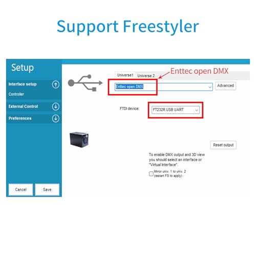 DSD TECH SH-RS09B USB to DMX Cable Support Freestyler QLC and Pi Open Lighting (1.8M/5.9FT)
