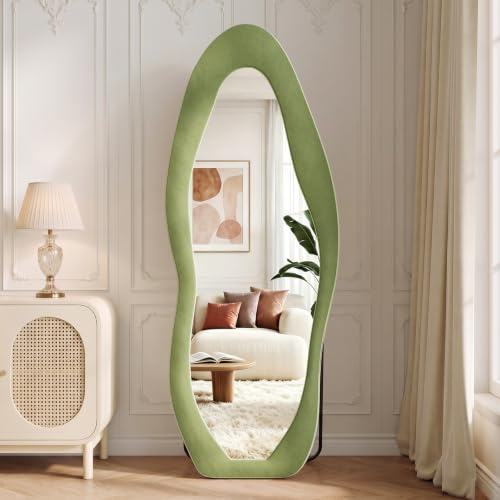 Image of Koonmi Full Length Mirror 71 inchx30 inch, Irregular Flannel Floor Mirrors