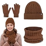 Performance pratique : découvrez le luxe de la chaleur en toute saison avec notre ensemble 3 pièces écharpe, gants et chapeau. Fabriqué en velours, il comprend un élégant bonnet tricoté, un cache-cou confortable et des gants chauds pour une défense complète en hiver. Restez au chaud et confortable pendant les activités d'hiver en plein air