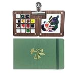 15 Color Wooden Grid Paint Box,Portable Sketchbook Palette,Watercolor Paint Palette for Drawing,Trav