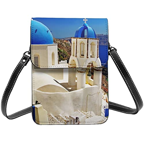 Sac téléphone portable Santorini en cuir noir idéal pour vos promenades d'été
