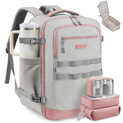 Image of LOVEVOOK 40L Travel Backpack for Women Men, Carry on Backpack for Airplanes | Airline Approved Personal Item Travel Bag Fit 17 Inch Laptop, Waterproof Travel Essentials Weekender Bag with 3 Packing Cubes